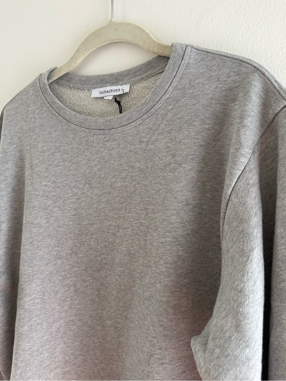 Olivaceous Gray Crewneck Sweatshirt Bubble Sleeve - Picture 2 of 6